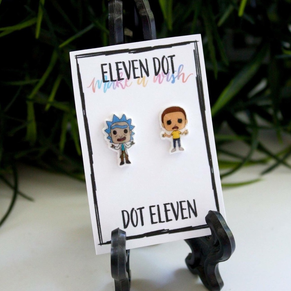 Crazy Rick & Morty Toy Vector Cartoon Earrings